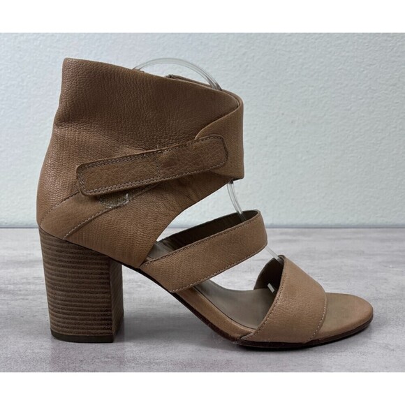 Eileen Fisher Women Size 8 Tan Leather Vero Cuoio Strappy Stack Heel Sandals - Picture 4 of 13